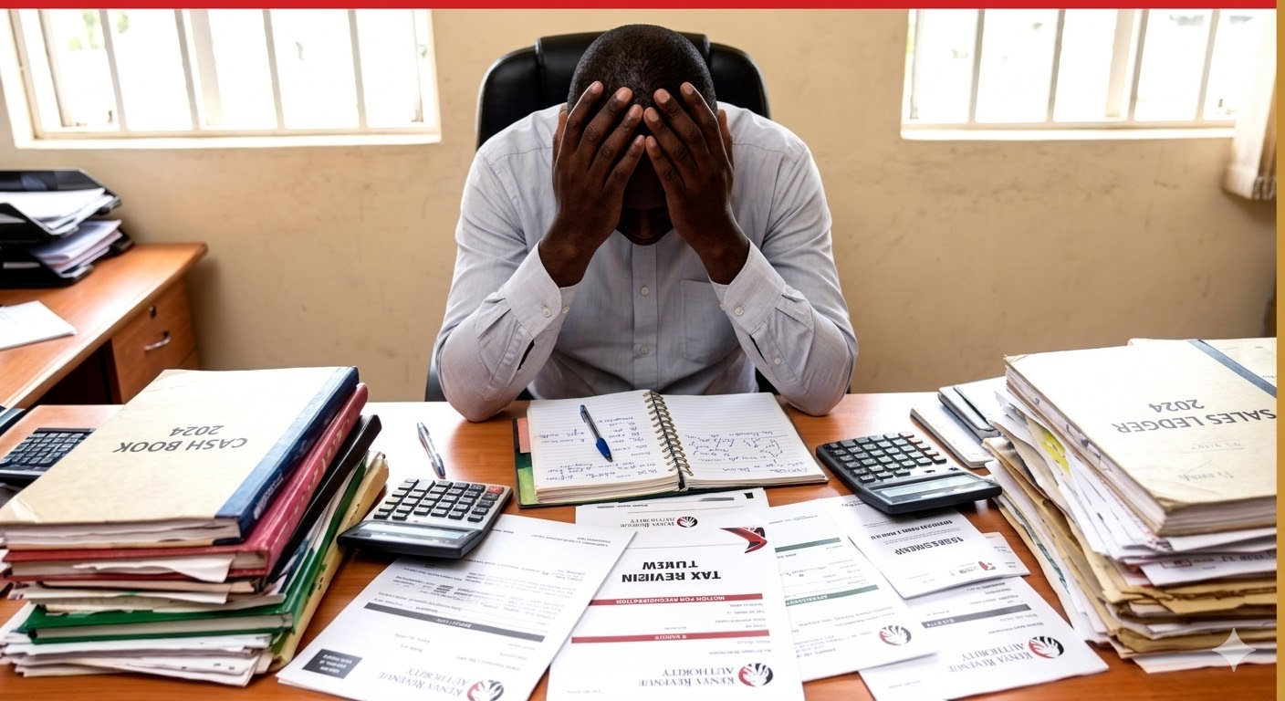 Overwhelmed owner with papers